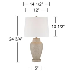 360 Lighting Rupert 24 3/4" High Vase Farmhouse Rustic Traditional Table Lamps Set Of 2 Beige Hammered Metal Off-White Shade Living Room Bedroom -360 Lighting GUEST 005721f9 b796 46a0 a6d0 d99212f7a7d1