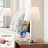 360 Lighting Justin Modern Accent Table Lamps 18" High Set Of 2 Silver With USB Charging Port And Table Top Dimmers White Shade For Bedroom Home Desk -360 Lighting GUEST 00863c4b 9b47 4fde 9fd9 b14ed377305c