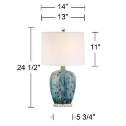 360 Lighting Devan Modern Table Lamp 24 1/2" High Blue Ceramic With LED Nightligh White Oval Shade For Bedroom Living Room Bedside Nightstand Office -360 Lighting GUEST 00f3379e db0e 4743 a90f c43fdcde048f