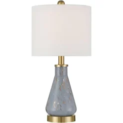 360 Lighting Alexia 20" High Small Modern Accent Table Lamps Set Of 2 Gold Blue Finish Glass White Shade Living Room Bedroom Bedside Nightstand House -360 Lighting GUEST 00f906ea ce87 454f 8cbd 0a34a88a75c3