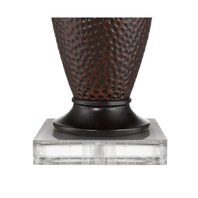 360 Lighting Cody Rustic Farmhouse Table Lamps Set Of 2 With Square Risers 27 1/2" Tall Oiled Bronze Hammered Oatmeal Drum Shade For Bedroom Bedside 6 360 Lighting Cody Rustic Farmhouse Table Lamps Set Of 2 With Square Risers 27 1/2" Tall Oiled Bronze Hammered Oatmeal Drum Shade For Bedroom Bedside - Image 4