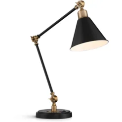 360 Lighting Wray 26 3/4" Tall Industrial Modern Desk Lamps Set Of 2 USB Port Adjustable Black Brass Finish Metal Home Office Living Room Charging -360 Lighting GUEST 01b4cddc e5ea 43de 9806 9e5537a99509