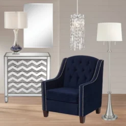 360 Lighting Karl Modern Floor Lamp Standing 63 3/4" Tall Brushed Nickel Metal White Tapered Drum Shade For Living Room House Bedroom Office Family -360 Lighting GUEST 01f1ac49 997f 4560 8170 c9c7c3df0cd1