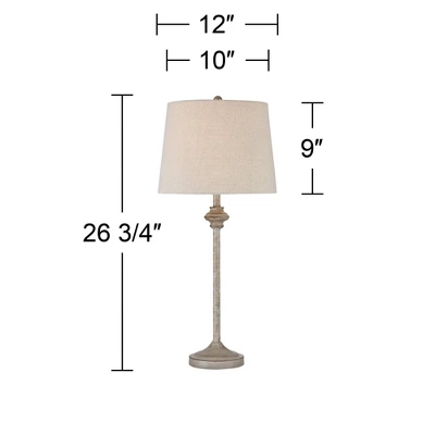 360 Lighting Lynn Country Cottage Buffet Table Lamps 26 3/4" High Set Of 2 Beige Wood Oatmeal Drum Shade For Bedroom Living Room Bedside Nightstand 8 360 Lighting Lynn Country Cottage Buffet Table Lamps 26 3/4" High Set Of 2 Beige Wood Oatmeal Drum Shade For Bedroom Living Room Bedside Nightstand - Image 6