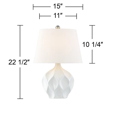 360 Lighting Dobbs 22 1/2" High Small Mid Century Modern Accent Table Lamps Set Of 2 White Ceramic Living Room Bedroom Bedside Nightstand House 5 360 Lighting Dobbs 22 1/2" High Small Mid Century Modern Accent Table Lamps Set Of 2 White Ceramic Living Room Bedroom Bedside Nightstand House - Image 3
