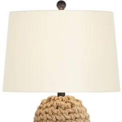 360 Lighting Modern Coastal Table Lamp 26 1/2" High Natural Wicker Rope Tapered Drum Shade For Living Room Bedroom House Bedside -360 Lighting GUEST 033aafb2 7eed 4071 87c3 106ed42b8252