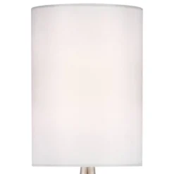 360 Lighting Evans Modern Accent Table Lamps 21" High Set Of 2 Brushed Nickel Metal Teardrop White Cylinder Shade For Bedroom Living Room House Home -360 Lighting GUEST 048e3acd 1b0b 47e5 9f77 8c89a5bb288c