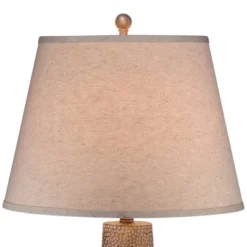 360 Lighting Bentley Rustic Farmhouse Table Lamp 29" Tall Brown Leaf Textured Hammered Pot Off White Empire Shade For Bedroom Living Room House Home -360 Lighting GUEST 0553174f 0756 4b19 9e38 becea0f0eeea 1