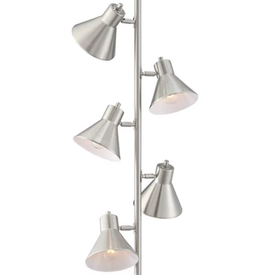 360 Lighting Modern Floor Lamp 5-Light Tree 70" Tall Brushed Nickel Metal Adjustable Heads For Living Room Reading Bedroom Office 6 360 Lighting Modern Floor Lamp 5-Light Tree 70" Tall Brushed Nickel Metal Adjustable Heads For Living Room Reading Bedroom Office - Image 4