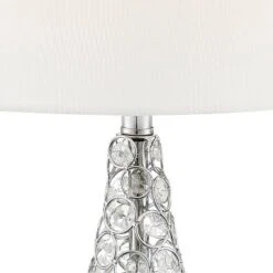 360 Lighting Sergio Modern Accent Table Lamps 23 1/2" High Set Of 2 Acrylic Chrome USB Charging Port White Drum For Bedroom Living Room Bedside Desk -360 Lighting GUEST 05e37469 63de 4569 8fb7 e40b713dc79a