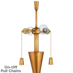 360 Lighting Sterling 27 3/4" Tall Modern Table Lamp Pull Chain Gold Finish Marble Single White Shade Living Room Bedroom Bedside Nightstand House -360 Lighting GUEST 0671e487 4a8a 4b7c 9a43 4c5ca193f775