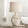 360 Lighting Waylon Modern Table Lamp 28" Tall Mercury Glass With Table Top Dimmer Off White Drum Shade For Bedroom Living Room Bedside Nightstand