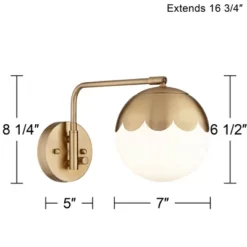 360 Lighting Kelowna Modern Swing Arm Wall Lamps Set Of 2 Brass Metal Plug-in Light Fixture Globe Glass Shade For Bedroom Bedside Living Room Reading -360 Lighting GUEST 07c3a132 0866 4547 bf1b bf6487c1d897