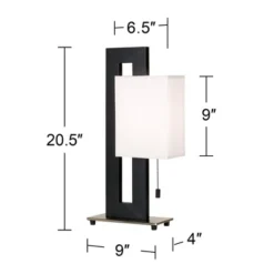 360 Lighting Floating Square 20 1/2" High Small Rectangular Modern Accent Table Lamp Pull Chain Black Metal Single White Shade Living Room Bedroom -360 Lighting GUEST 096dbcdd 0ef6 46fd 8e68 427b153e560a