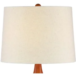 360 Lighting Brice Modern Mid Century Accent Table Lamp 23" High Ivory Ceramic Wood Neck Off White Drum Shade For Bedroom Living Room Bedside Office -360 Lighting GUEST 098896b2 c28a 419c aac2 cb44f6662d40 1