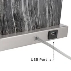360 Lighting Connie Modern Table Lamps Set Of 2 25" High Black Faux Marble With USB Charging Ports White Rectangular Shade For Living Room House Desk -360 Lighting GUEST 09c8e827 37a6 4c3e 8b46 975d23a28f75