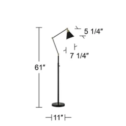 360 Lighting Wray Mid Century Modern 61" Tall Standing Floor Lamps Set Of 2 Lights Task Adjustable Black Metal Antique Brass Finish Living Room House -360 Lighting GUEST 0a31ab1c bd8c 4bb8 af0e f0d258a40961