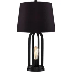 360 Lighting Marcel Industrial Table Lamps 24 1/4" High Set Of 2 With USB Charging Port And Nightlight LED Black Drum Shade For Bedroom Bedside Desk -360 Lighting GUEST 0b672ab0 8051 45be 9d15 22ba9a7ef350