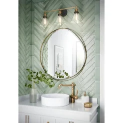 360 Lighting Burke Industrial Wall Light Black Brass Hardwire 28" 3-Light Fixture Clear Glass Shade For Bedroom Bathroom Vanity Reading Living Room -360 Lighting GUEST 0bb5a37f e36d 4099 9d6f a76d029a42a4