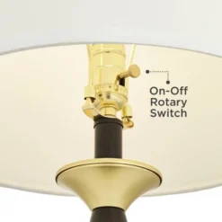 360 Lighting Kamila Traditional Table Lamps 27" Tall Set Of 2 Gold Black With Dual USB Charging Ports White Drum Shade For Bedroom Bedside Family Desk -360 Lighting GUEST 0c100117 f506 4db2 aa31 6dae08db3ed2