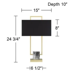 360 Lighting Carl Modern Table Lamp 24 3/4" High Gold Metal Gray Faux Marble Black Rectangular Shade For Bedroom Living Room Bedside Nightstand Office 12 360 Lighting Carl Modern Table Lamp 24 3/4" High Gold Metal Gray Faux Marble Black Rectangular Shade For Bedroom Living Room Bedside Nightstand Office -360 Lighting GUEST 0c53a88f 2fa4 45c2 904e c7656d9f3aa0