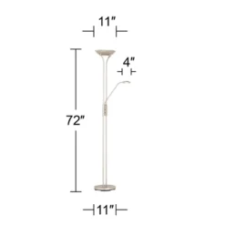 360 Lighting Canby Modern Torchiere Floor Lamp With Side Light 72" Tall Brushed Nickel Dimmable LED For Living Room Reading Bedroom Office House Home -360 Lighting GUEST 0cc0c0c3 15d7 4b18 ad62 d6aec4b3189f
