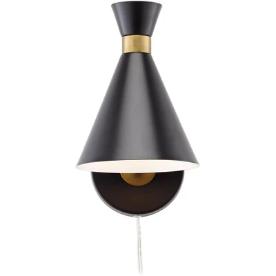 360 Lighting Modern Wall Lamp With USB Port Matte Black Brass Plug-In 6 1/4" Light Fixture Cone Shade For Bedroom Bedside House Reading 10 360 Lighting Modern Wall Lamp With USB Port Matte Black Brass Plug-In 6 1/4" Light Fixture Cone Shade For Bedroom Bedside House Reading - Image 8