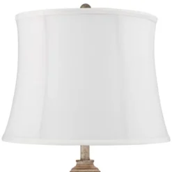 360 Lighting Lynn Country Cottage Buffet Table Lamps 26 3/4" High Set Of 2 Beige Wood White Drum Shade For Bedroom Living Room Bedside Nightstand Kids