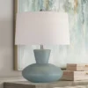 360 Lighting Emil 21 1/2" High Small Mid Century Modern Accent Table Lamp Light Gray Ceramic Single White Shade Living Room Bedroom Bedside Nightstand