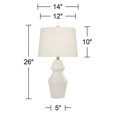 360 Lighting Modern Table Lamps 26" High Set Of 2 White Gourd Fabric Tapered Drum Shade For Bedroom Living Room House Home Bedside Nightstand Office 10 360 Lighting Modern Table Lamps 26" High Set Of 2 White Gourd Fabric Tapered Drum Shade For Bedroom Living Room House Home Bedside Nightstand Office - Image 8