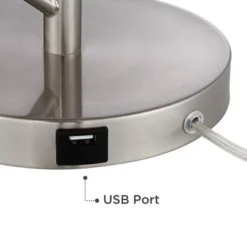 360 Lighting Modern Table Lamps Set Of 2 With USB Charging Port 26" High Metal Arc White Drum Shade For Living Room Bedroom Bedside Office -360 Lighting GUEST 11776ada 0537 4695 9479 b49b77fb6dab