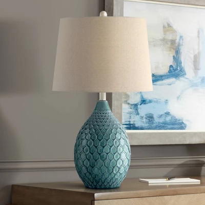 360 Lighting Kate 24 3/4" High Farmhouse Rustic Modern Table Lamps Set Of 2 Sea Foam Ceramic Living Room Bedroom Oatmeal Shade (Colors May Vary) 9 360 Lighting Kate 24 3/4" High Farmhouse Rustic Modern Table Lamps Set Of 2 Sea Foam Ceramic Living Room Bedroom Oatmeal Shade (Colors May Vary) - Image 7