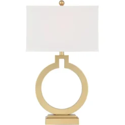 360 Lighting Modern Table Lamps 28 1/2" Tall Set Of 2 With USB Charging Port Brushed Gold Open Ring White Shade For Bedroom Living Room House Bedside -360 Lighting GUEST 119779f3 0115 4b8a b2db ae0aa4fd66b4