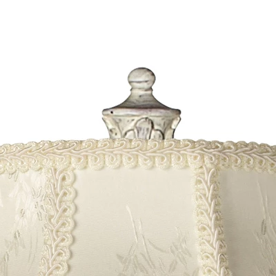 360 Lighting Vintage Shabby Chic Floor Lamp 60" Tall Antique White Cream Scallop Fabric Dome Shade Fringe For Living Room Reading Bedroom 4 360 Lighting Vintage Shabby Chic Floor Lamp 60" Tall Antique White Cream Scallop Fabric Dome Shade Fringe For Living Room Reading Bedroom - Image 2