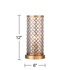 360 Lighting Modern Accent Table Lamp 12" High Brass Metal Lattice Outer Mercury Glass Inner Shade For Bedroom Bedside Nightstand -360 Lighting GUEST 12547d68 1078 402c b32f 256ee26555da
