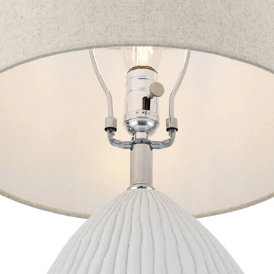 360 Lighting Lara 23" High Small Modern Coastal Accent Table Lamp Sand White Finish Single Oatmeal Shade Living Room Bedroom Bedside Nightstand House 10 360 Lighting Lara 23" High Small Modern Coastal Accent Table Lamp Sand White Finish Single Oatmeal Shade Living Room Bedroom Bedside Nightstand House - Image 8