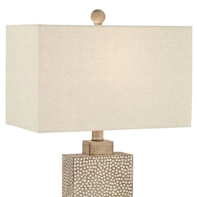 360 Lighting Caldwell Rustic Farmhouse Table Lamps 26 3/4" High Set Of 2 Earth Tone Hammered Oatmeal Fabric Rectangular Shade For Bedroom Living Room 5 360 Lighting Caldwell Rustic Farmhouse Table Lamps 26 3/4" High Set Of 2 Earth Tone Hammered Oatmeal Fabric Rectangular Shade For Bedroom Living Room - Image 3