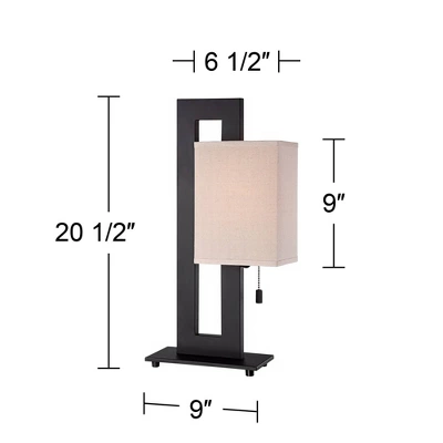 360 Lighting Modern Accent Table Lamps 20.5" High Set Of 2 Espresso Bronze Metal Open Rectangular Oatmeal Box Shade For Living Room Family 5 360 Lighting Modern Accent Table Lamps 20.5" High Set Of 2 Espresso Bronze Metal Open Rectangular Oatmeal Box Shade For Living Room Family - Image 3