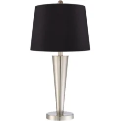 360 Lighting Geoff Modern Table Lamps 26" High Set Of 2 Brushed Nickel With USB Charging Port Black Faux Silk Drum Shade For Bedroom Living Room Desk -360 Lighting GUEST 139cd569 95ab 4c95 bbeb 95220bfde9f1