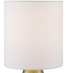 360 Lighting Marty Modern Accent Table Lamps 14 3/4" High Set Of 2 Brass Metal White Cylinder Shade For Bedroom Bedside Nightstand Office Kids House -360 Lighting GUEST 13b1a705 f656 4698 929b 3df1648871a8