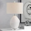 360 Lighting Lara 23" High Small Modern Coastal Accent Table Lamp Sand White Finish Single Oatmeal Shade Living Room Bedroom Bedside Nightstand House -360 Lighting GUEST 13b23a8a b0b9 4ec6 9669 48f1c7b06aca