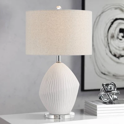 360 Lighting Lara 23" High Small Modern Coastal Accent Table Lamp Sand White Finish Single Oatmeal Shade Living Room Bedroom Bedside Nightstand House 3 360 Lighting Lara 23" High Small Modern Coastal Accent Table Lamp Sand White Finish Single Oatmeal Shade Living Room Bedroom Bedside Nightstand House