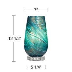 360 Lighting Carmen Modern Coastal Accent Table Lamps 12 1/2" High Set Of 2 Green Art Glass Shade For Bedroom Bedside Nightstand Office -360 Lighting GUEST 13e4b7c1 3d8c 4f7b 86d1 19608013670f