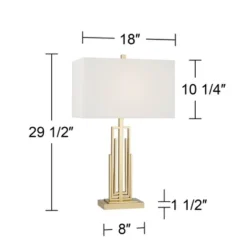 360 Lighting Sonia Modern Table Lamps 29 1/2" Tall Set Of 2 Gold Metal With Dual USB Charging Ports White Rectangular Shade For Bedroom Living Room -360 Lighting GUEST 14759ca5 cd80 4d40 a0f2 10b6eef81d9e