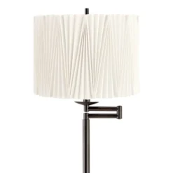 360 Lighting Gabrielle Modern 60 1/2" Tall Standing Floor Lamp Skinny Adjustable Swing Arm Brown Metal Bronze Finish Living Room Pleated Diamond Shade