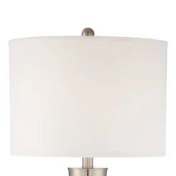 360 Lighting Geoff Modern Table Lamps 26" High Set Of 2 Brushed Nickel With USB Charging Port Table Top Dimmers White Drum Shade For Living Room Desk -360 Lighting GUEST 14b66398 4922 4109 b0dd 9a7edd3f70d8