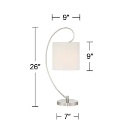 360 Lighting Modern Table Lamps Set Of 2 With USB Charging Port 26" High Metal Arc White Drum Shade For Living Room Bedroom Bedside Office -360 Lighting GUEST 14f35e82 58a9 4502 aa1e 62b9fb58cfab