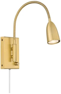 360 Lighting Lido Modern Wall Lamps Set Of 2 Warm Gold Plug-in Fixture LED Adjustable Gooseneck Arm For Bedroom Reading Living Room Hallway House Home -360 Lighting GUEST 153b82c2 cfb4 4163 8ea0 a8a2e37ac24d