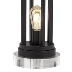 360 Lighting Marcel Industrial Table Lamps Set Of 2 With Round Risers 24 1/4" High Black LED Nightlight USB Port Natural Shade For Living Room Desk -360 Lighting GUEST 1576c34b 26a6 41e6 b713 f2f6357d68f4