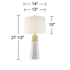 360 Lighting Julie Modern Table Lamps 27 1/2" Tall Set Of 2 Faux Marble Gold Tapered Column Fabric Drum Shade For Bedroom Living Room Bedside Office -360 Lighting GUEST 15a11859 854d 45a1 9223 91bb79532de6